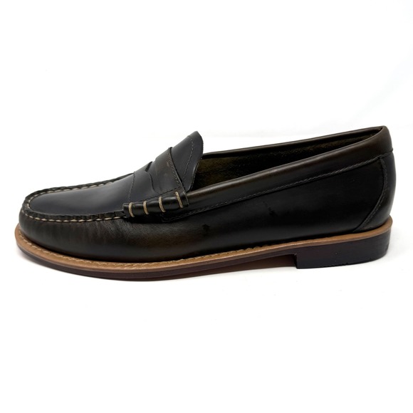 GH Bass Weejuns Larson Penny Loafers‎ Mens 8 D Dark Brown Leather Beefroll Shoes